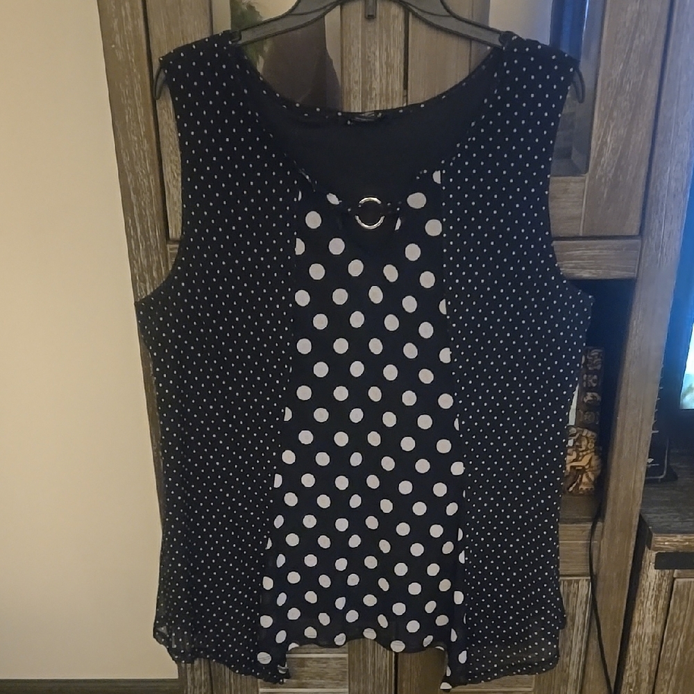 Black and White Polka Dot Tank Top with Bow Detail